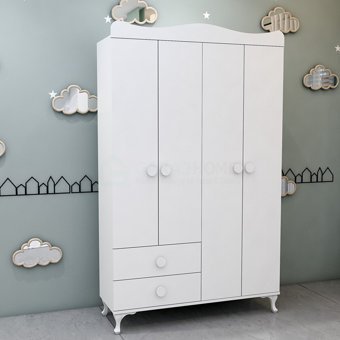 Garaj Home Yıldız 4 Kapaklı 2 Çekmeceli 5 Raflı Çok Amaçlı Dolap Beyaz 120 x 41 x 180 cm