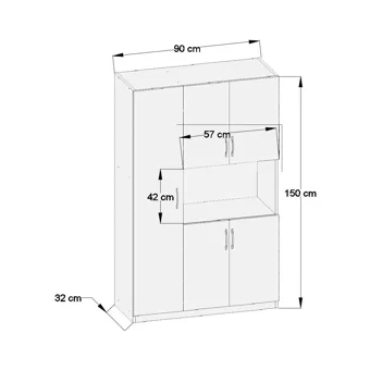 Aeka Ae-3030 5 Kapaklı 9 Raflı Çok Amaçlı Dolap Beyaz 32 x 90 x 150 cm