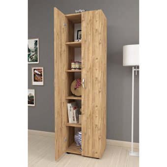 Bofigo 2 Kapaklı 5 Raflı Çok Amaçlı Dolap Çam 178 x 49 x 32 cm