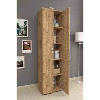 Bofigo 2 Kapaklı 5 Raflı Çok Amaçlı Dolap Çam 178 x 49 x 32 cm