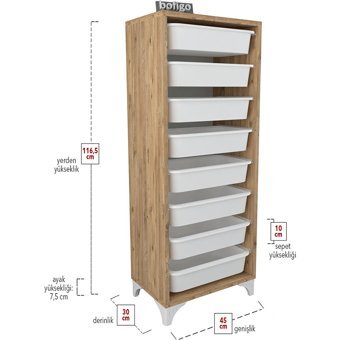 Bofigo 8 Çekmeceli Çok Amaçlı Dolap Çam 109 x 45 x 30 cm