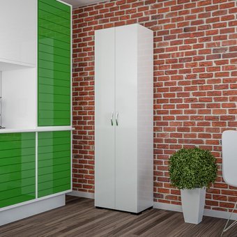 Evnovi Furkan 2 Kapaklı 8 Raflı Çok Amaçlı Dolap Beyaz 183 x 50 x 35 cm