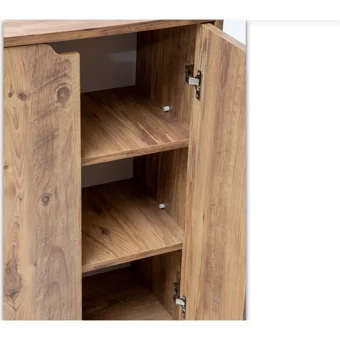Sivas Gözde Mobilya Dresuar 2 Kapaklı 4 Raflı Çok Amaçlı Dolap Çam 90 x 37 x 97 cm