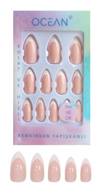 Ocean 873 Beyaz - Nude 12'li Takma Tırnak