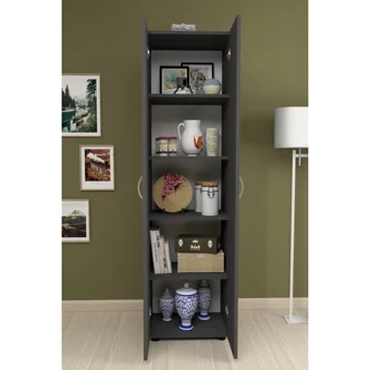 Bofigo 2 Kapaklı 5 Raflı Çok Amaçlı Dolap Antrasit 178 x 49 x 32 cm