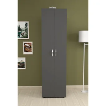 Bofigo 2 Kapaklı 5 Raflı Çok Amaçlı Dolap Antrasit 178 x 49 x 32 cm