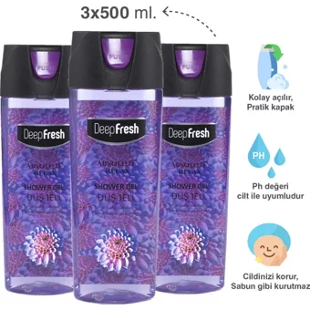 Deep Fresh Absolute Relax Çiçek Duş Jeli 3x500 ml