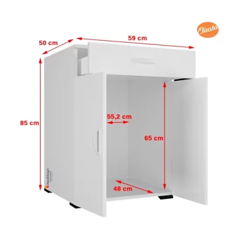 Modilayn 2 Kapaklı 1 Çekmeceli Çok Amaçlı Dolap Beyaz 85 x 59 x 50 cm