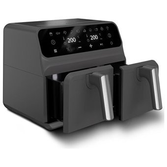 Blaupunkt D7800 Taste Master Airfryer 8 lt İki Hazneli Led Ekranlı Yağsız Sıcak Hava Fritözü Siyah