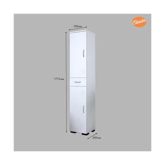 Modilayn Can 2 Kapaklı 1 Çekmeceli 4 Raflı Çok Amaçlı Dolap Beyaz 171 x 34 x 32 cm