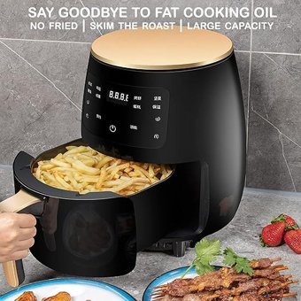 Tignapoo Airfryer 4.5 lt Tek Hazneli Led Ekranlı Yağsız Sıcak Hava Fritözü Siyah