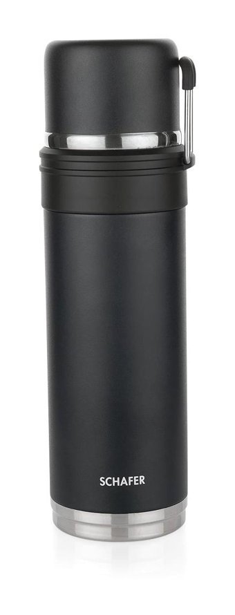 Schafer Iron Man Çelik 650 ml Matara Termos Siyah