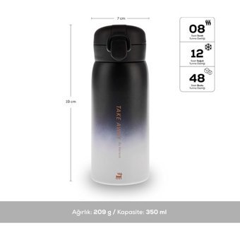 Karaca Skyfall Çelik 350 ml Matara Termos Siyah