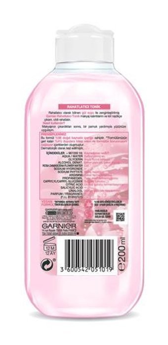 Garnier Botanik Kuru ve Hassas Ciltler İçin Gözenek Sıkılaştırıcı Yüz Temizleyici Likit Tonik 200 ml