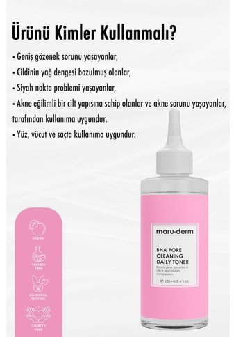 Maruderm Akneye Meyilli Ciltler İçin Aha+Bha Gözenek Sıkılaştırıcı Likit Tonik 250 ml