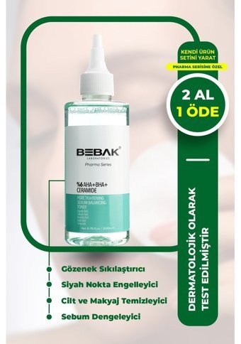 Bebak Pharma Tüm Cilt Tipleri İçin Aha+Bha Salisilik Asitli Gözenek Sıkılaştırıcı Likit Tonik 200 ml