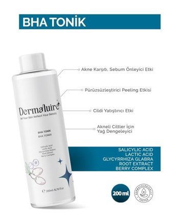 Dermaluire Tüm Cilt Tipleri İçin Aha+Bha Gözenek Sıkılaştırıcı Leke Giderici Likit Tonik 201 ml