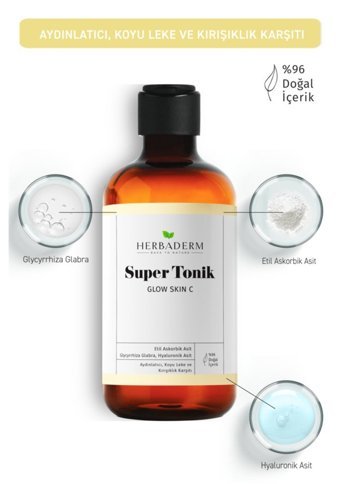 Herbaderm Glow Skin Tüm Cilt Tipleri İçin Leke Giderici Likit Tonik 250 ml