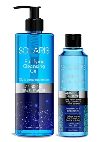 Solaris Yağlı ve Karma Ciltler İçin Aha+Bha Salisilik Asitli Yeşil Çaylı Gözenek Sıkılaştırıcı Yüz Temizleyici Likit Tonik 400 ml