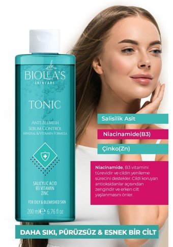 Biolea's Skincare Yağlı Ciltler İçin Salisilik Asitli Gözenek Sıkılaştırıcı Likit Tonik 200 ml