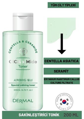 Dermal Cica x Mide Tüm Cilt Tipleri İçin Gözenek Sıkılaştırıcı Leke Giderici Likit Tonik 200 ml