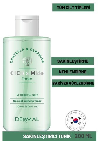 Dermal Cica x Mide Tüm Cilt Tipleri İçin Gözenek Sıkılaştırıcı Leke Giderici Likit Tonik 200 ml