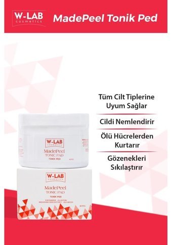W-Lab Cosmetics Tüm Cilt Tipleri İçin Gözenek Sıkılaştırıcı Leke Giderici Ped Tonik 40 Adet