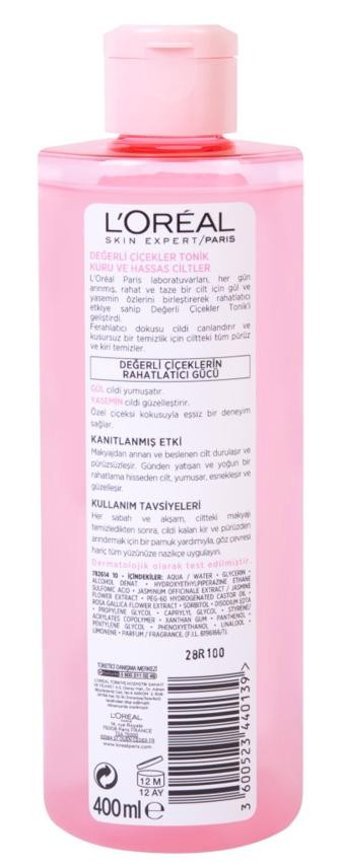 L'Oréal Paris Kuru ve Hassas Ciltler İçin Yüz Temizleyici Likit Tonik 400 ml