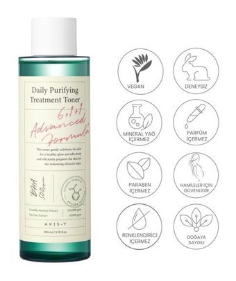 Axis-Y Daily Purifying Treatment Tüm Cilt Tipleri İçin Aha+Bha Salisilik Asitli Yüz Temizleyici Likit Tonik 200 ml