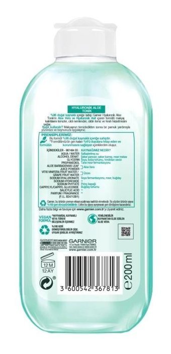 Garnier Tüm Cilt Tipleri İçin Yüz Temizleyici Likit Tonik 200 ml