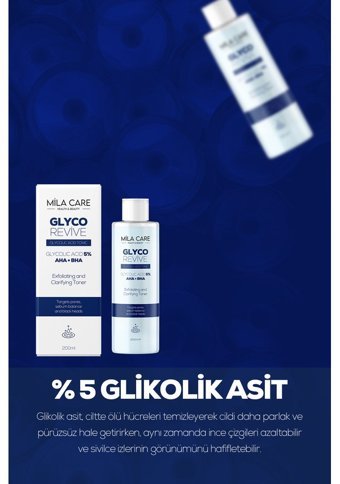 Mila Care Glyco Revive Tüm Cilt Tipleri İçin Aha+Bha Gözenek Sıkılaştırıcı Losyon Tonik 200 ml