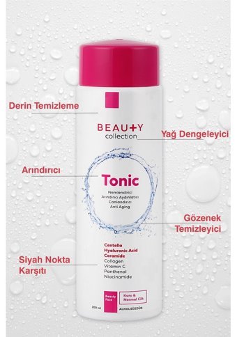 Beauty Collection Kuru ve Normal Ciltler İçin Gözenek Sıkılaştırıcı Leke Giderici Likit Tonik 200 ml