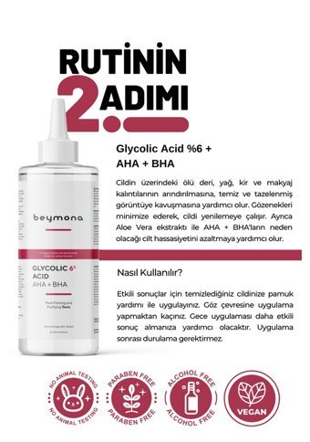 Beymona Tüm Cilt Tipleri İçin Aha+Bha Yeşil Çaylı Gözenek Sıkılaştırıcı Likit Tonik 201 ml