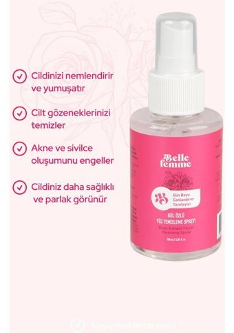 Belle Femme Tüm Cilt Tipleri İçin Yüz Temizleyici Sprey Tonik 100 ml
