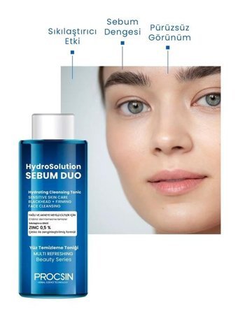 Procsin Hydro Solution Akneye Meyilli ve Yağlı Ciltler İçin Salisilik Asitli Gözenek Sıkılaştırıcı Leke Giderici Yüz Temizleyici Likit Tonik 200 ml