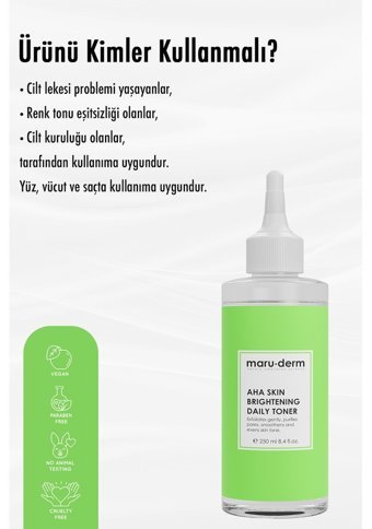 Maruderm Tüm Cilt Tipleri İçin Aha+Bha Leke Giderici Likit Tonik 250 ml