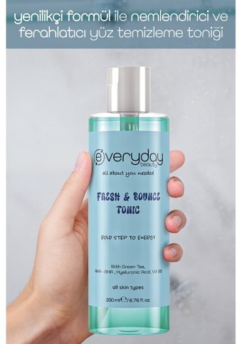 Everyday Beauty Fresh & Bounce Tüm Cilt Tipleri İçin Aha+Bha Yeşil Çaylı Yüz Temizleyici Likit Tonik 200 ml