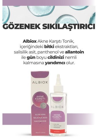 Albiox Tüm Cilt Tipleri İçin Salisilik Asitli Gözenek Sıkılaştırıcı Leke Giderici Likit Tonik 200 ml