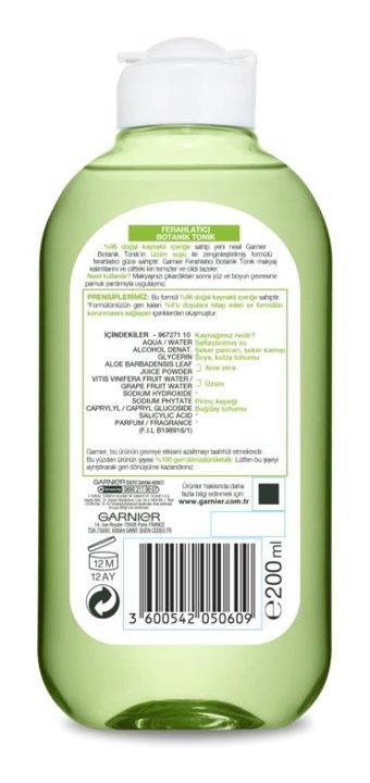 Garnier Botanik Normal ve Karma Ciltler İçin Yüz Temizleyici Likit Tonik 200 ml