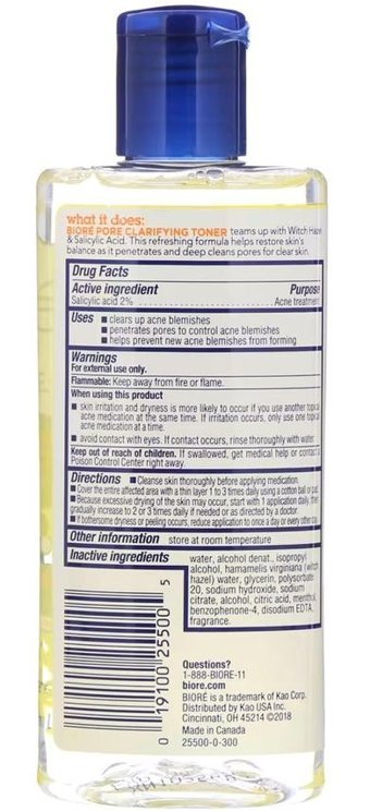 Biore Witch Hazel Tüm Cilt Tipleri İçin Salisilik Asitli Gözenek Sıkılaştırıcı Leke Giderici Yüz Temizleyici Likit Tonik