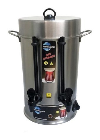 Armeka Çelik Tek Demlikli 160 Bardak Çift Musluklu Çelik Elektrikli Semaver Gri