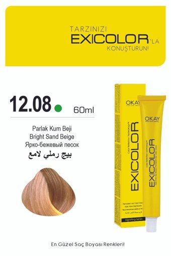 Exicolor 12.08 Parlak Kum Beji Krem Saç Boyası 2x60 ml