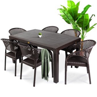 Bahex Defne Rattan 6'lı Bahçe Koltuğu Kahverengi