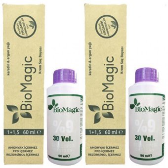 Biomagic 8.72 Açık Küllü Kumral Organik Amonyaksız Krem Saç Boyası 2x60 ml