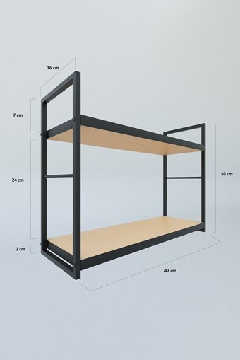 Mudesa 2 Bölmeli 2 Raflı Metal 36 cm Siyah Kitaplık