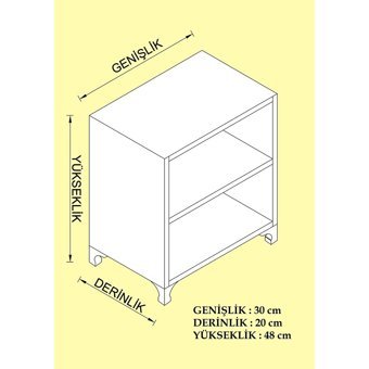 Kenz Life Beril 2 Bölmeli 2 Raflı Suntalam 48 cm Ceviz Rengi Kitaplık