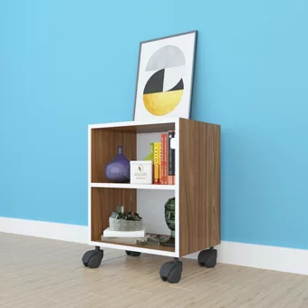 Kenz Life Beril 2 Bölmeli 2 Raflı Suntalam 48 cm Ceviz Rengi Kitaplık