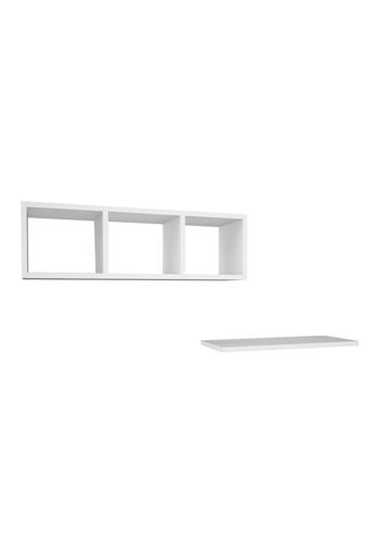 Modilayn 3 Bölmeli 3 Raflı Yonga Levha 31 cm Beyaz Kitaplık + Duvar Raf