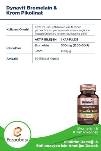 Dynavit Bromelain Yetişkin 60 Adet
