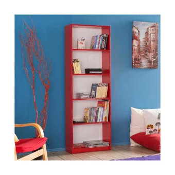 Adore Mobilya Max 5 Bölmeli 5 Raflı Yonga Levha 170 cm Kırmızı Kitaplık